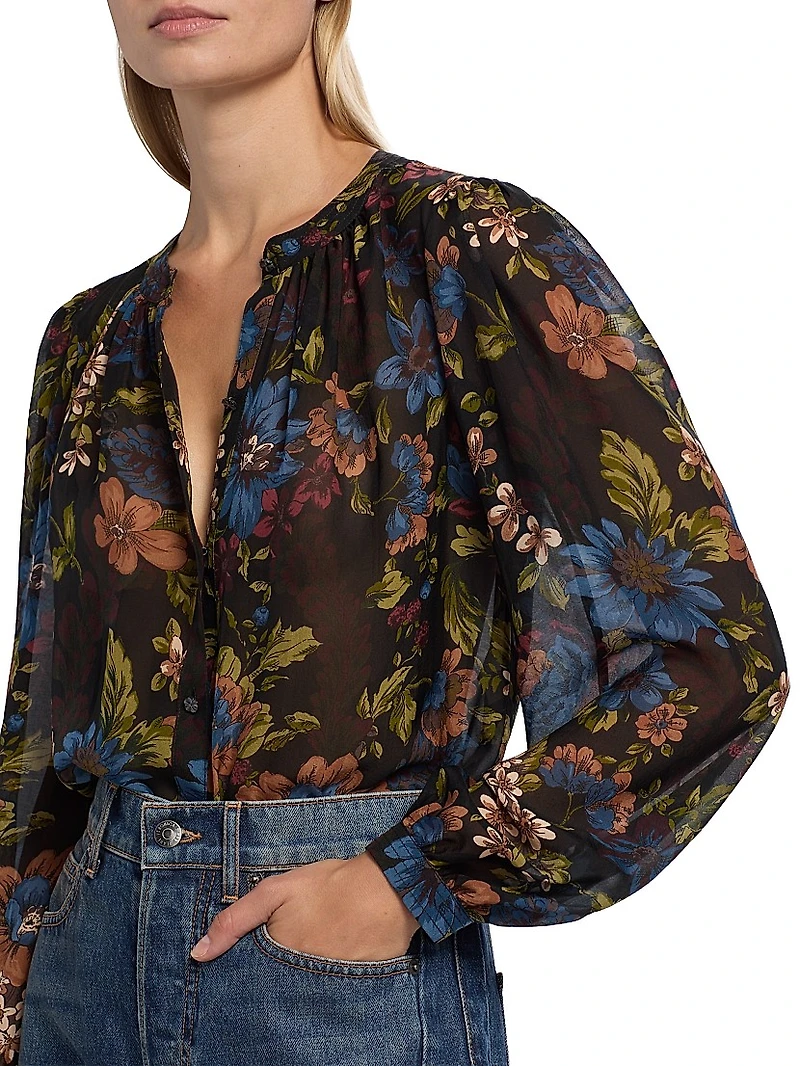 Ashlynn Floral Silk Blouse