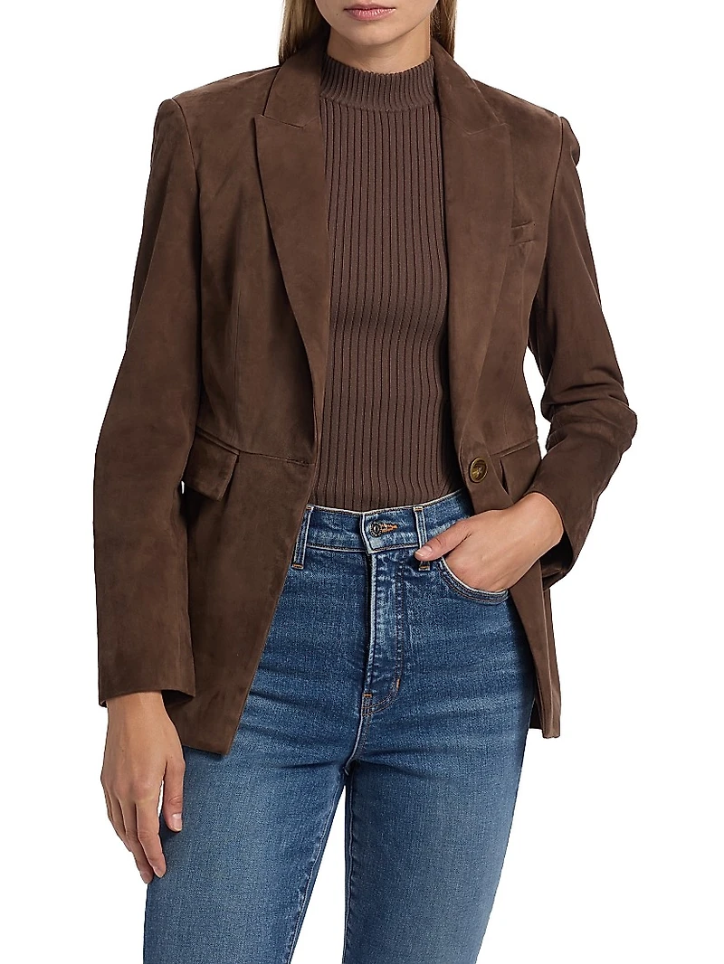 Duane Suede Single-Breasted Dickey Jacket