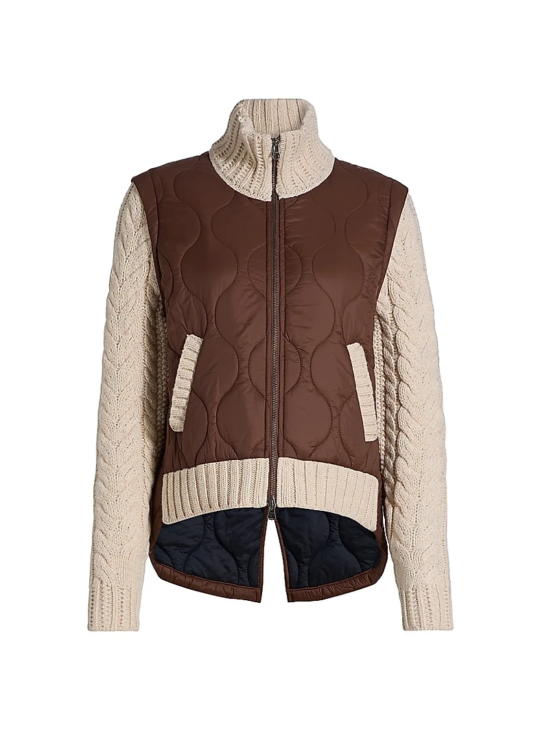 Patra Mixed-Media Zip-Front Jacket