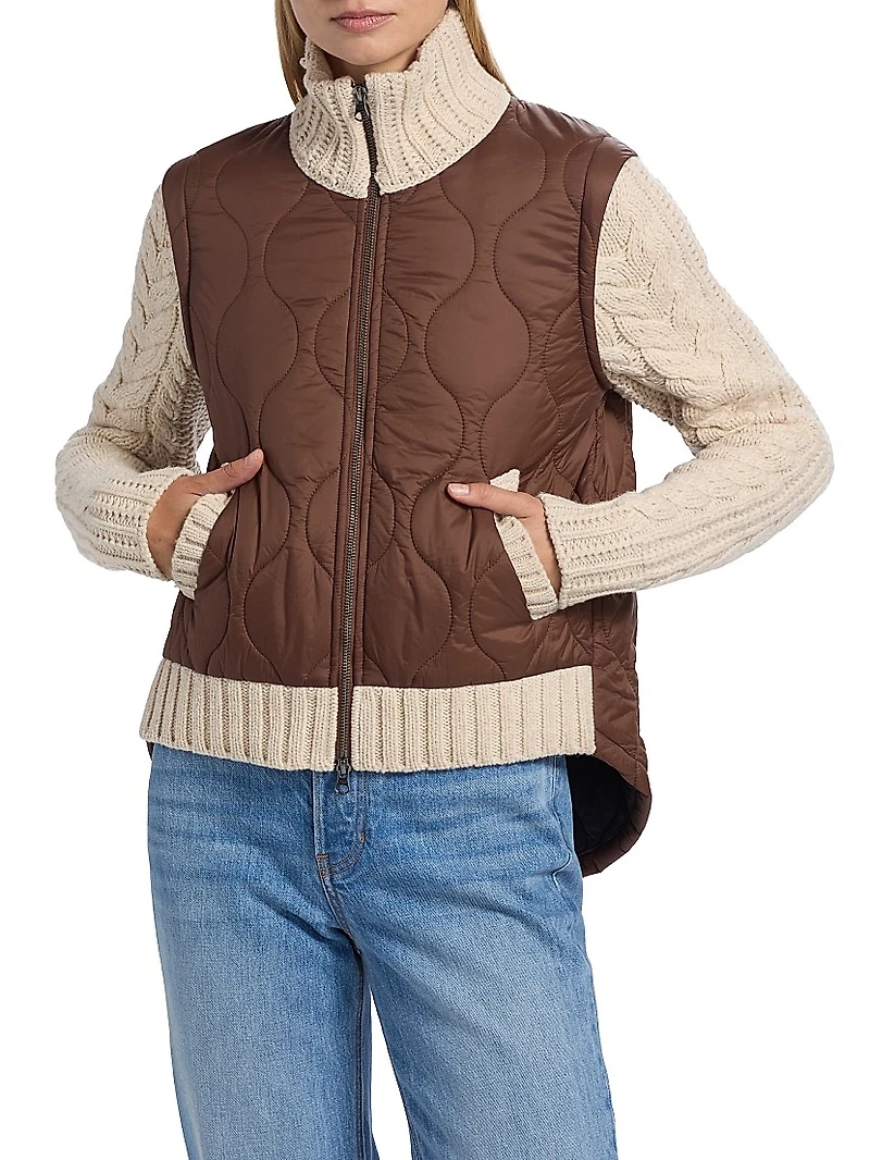 Patra Mixed-Media Zip-Front Jacket