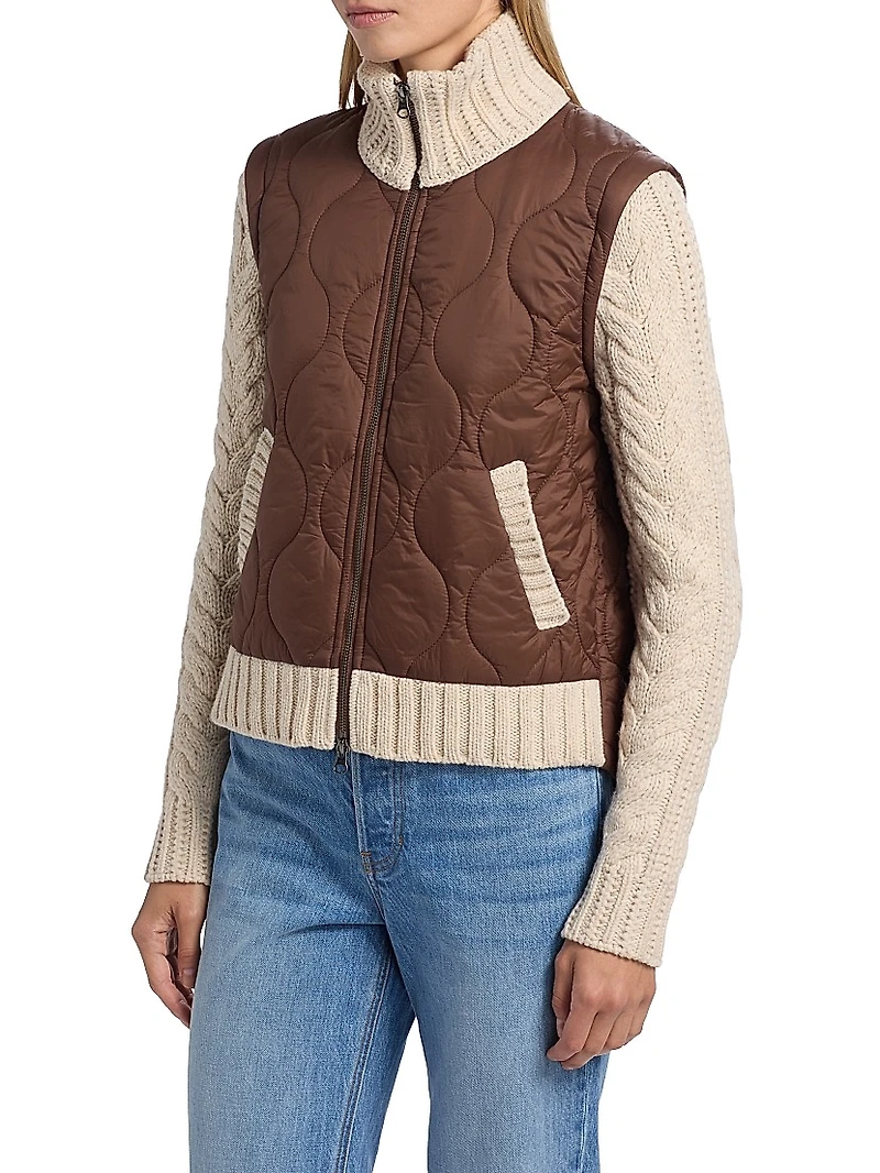 Patra Mixed-Media Zip-Front Jacket