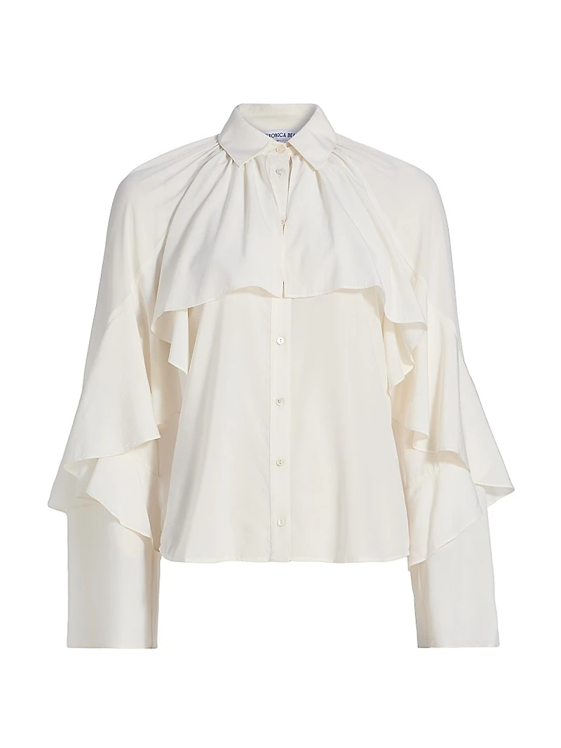Demaris Stretch-Silk Ruffled Blouse