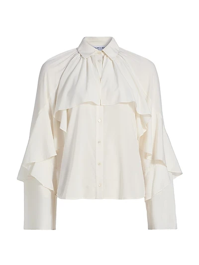 Demaris Stretch-Silk Ruffled Blouse