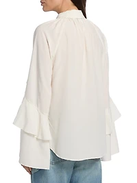Demaris Stretch-Silk Ruffled Blouse