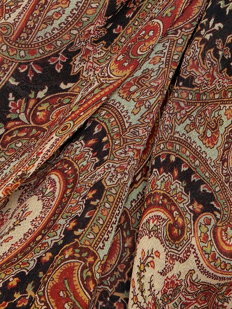 Sira Paisley Silk Ruffled Midi-Skirt