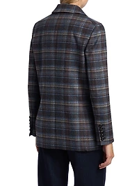 Oria Plaid Wool-Blend Double-Breasted Dickey Jacket