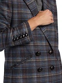 Oria Plaid Wool-Blend Double-Breasted Dickey Jacket