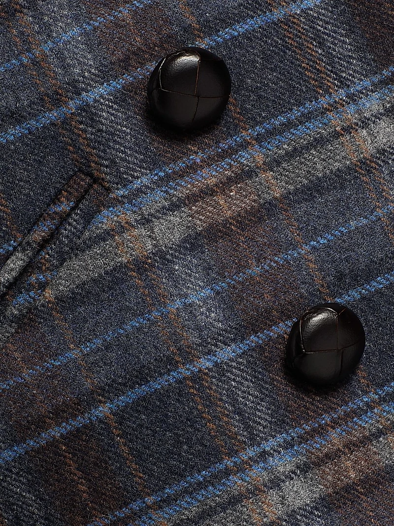 Oria Plaid Wool-Blend Double-Breasted Dickey Jacket