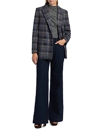 Oria Plaid Wool-Blend Double-Breasted Dickey Jacket