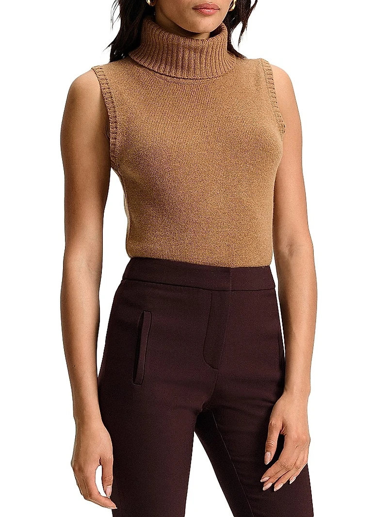 Mazzy Cashmere Sleeveless Turtleneck Top