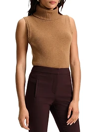 Mazzy Cashmere Sleeveless Turtleneck Top