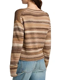Diora Striped Wool-Blend V-Neck Sweater