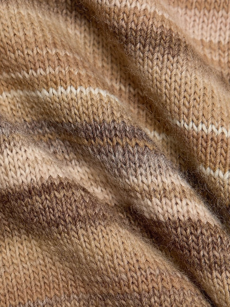 Diora Striped Wool-Blend V-Neck Sweater