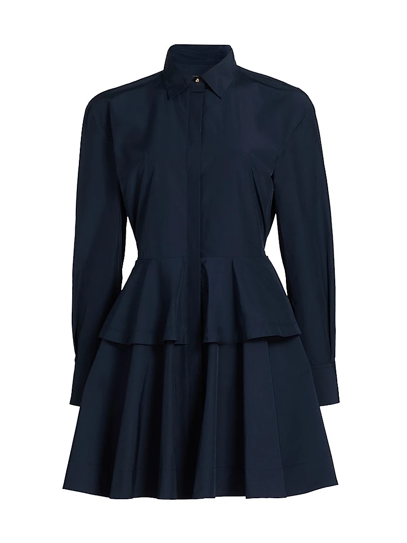 Azure Ruffled Mini-Shirtdress