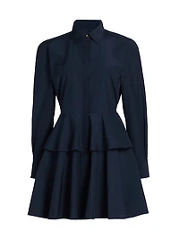 Azure Ruffled Mini-Shirtdress