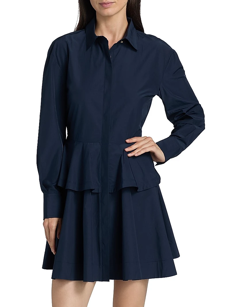 Azure Ruffled Mini-Shirtdress