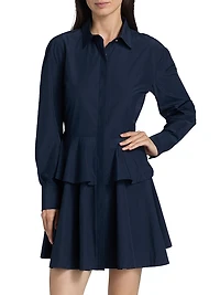 Azure Ruffled Mini-Shirtdress