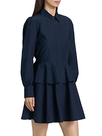 Azure Ruffled Mini-Shirtdress