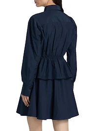 Azure Ruffled Mini-Shirtdress