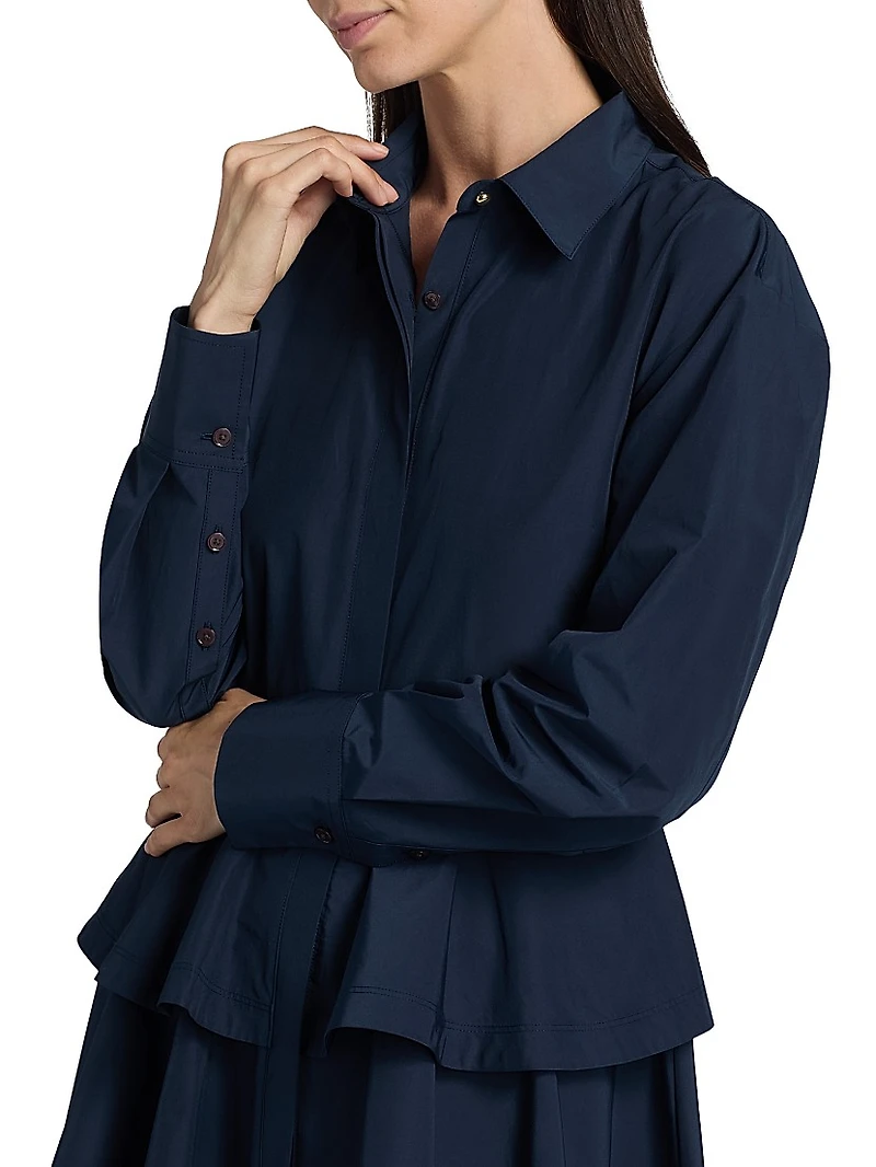 Azure Ruffled Mini-Shirtdress