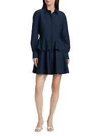 Azure Ruffled Mini-Shirtdress