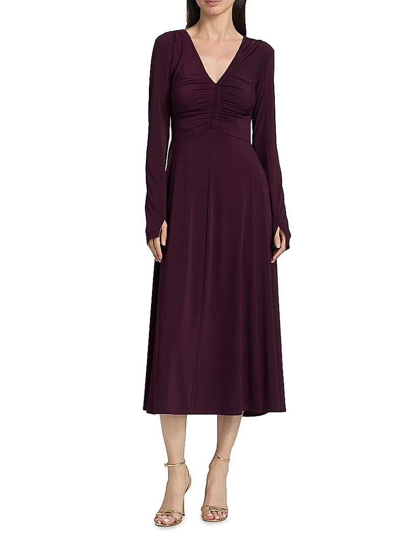Isabella Ruched Jersey Midi-Dress