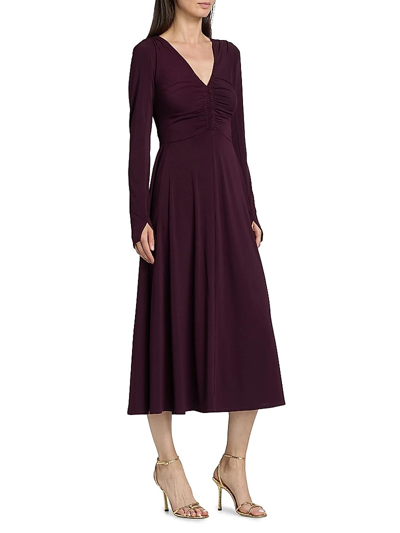 Isabella Ruched Jersey Midi-Dress