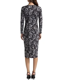Paisley Ruched Midi-Dress