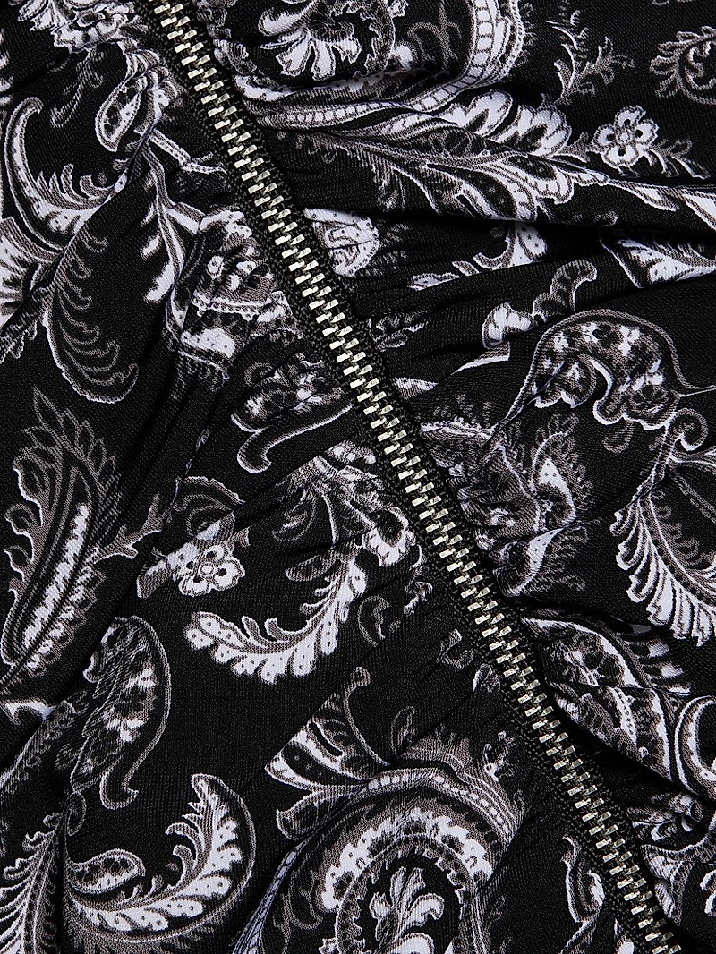 Paisley Ruched Midi-Dress