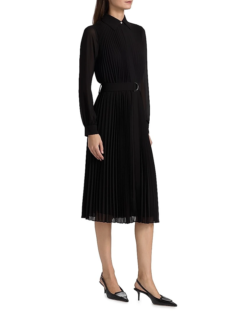 Pleated Midi-Shirtdress