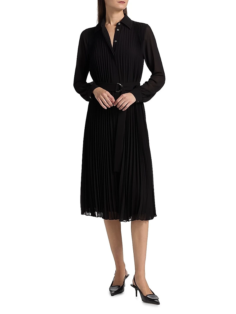 Pleated Midi-Shirtdress