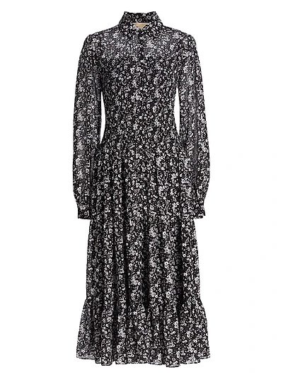Floral Smocked Midi-Shirtdress