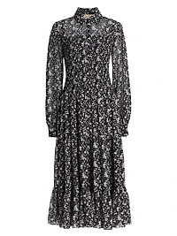 Floral Smocked Midi-Shirtdress