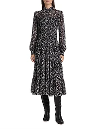 Floral Smocked Midi-Shirtdress