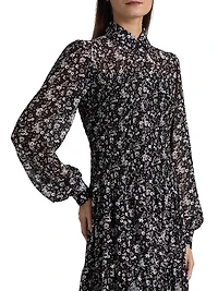 Floral Smocked Midi-Shirtdress
