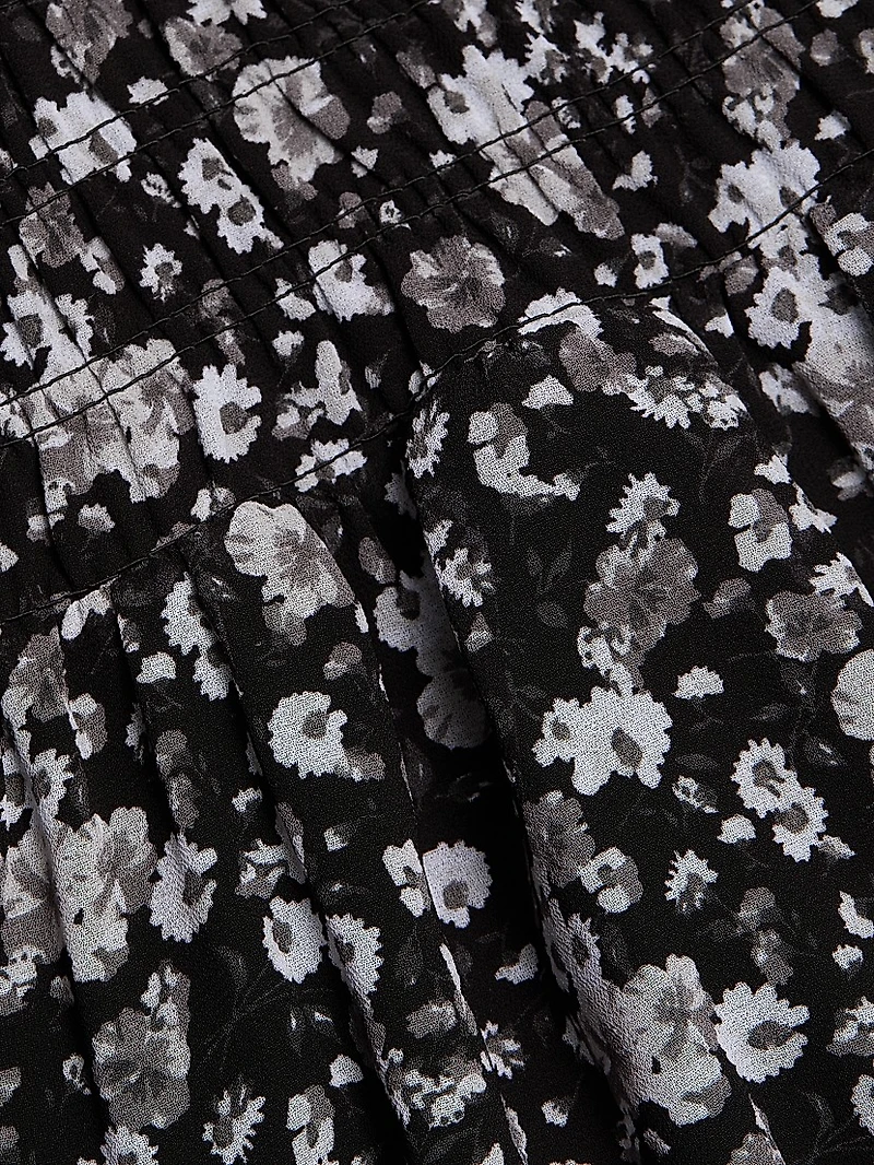 Floral Smocked Midi-Shirtdress