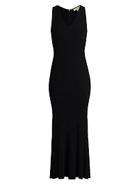 V-Neck Ribbed Maxi Dress