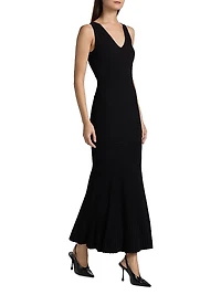 V-Neck Ribbed Maxi Dress