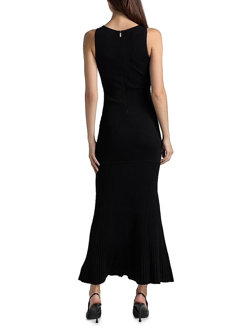V-Neck Ribbed Maxi Dress