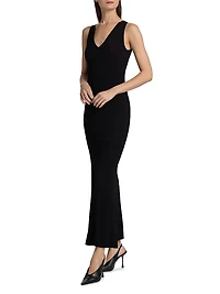 V-Neck Ribbed Maxi Dress