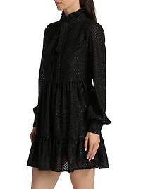 Tie-Neck Long-Sleeve Minidress