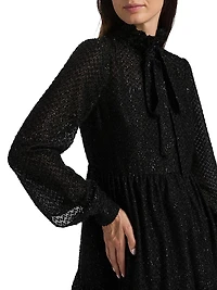 Tie-Neck Long-Sleeve Minidress