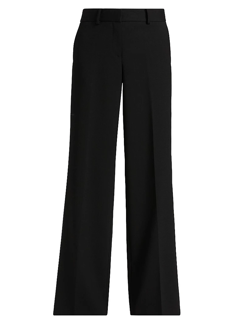 Stretch Wool-Blend Wide-Leg Pants