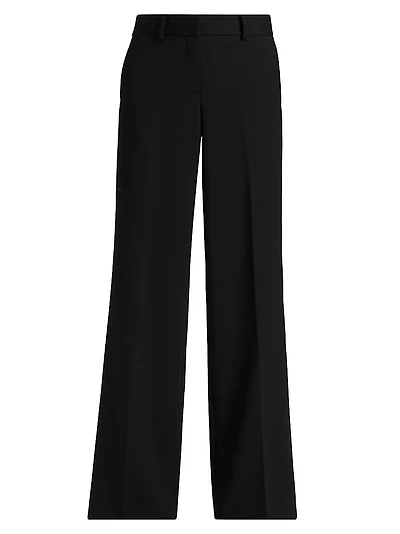 Stretch Wool-Blend Wide-Leg Pants