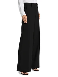 Stretch Wool-Blend Wide-Leg Pants
