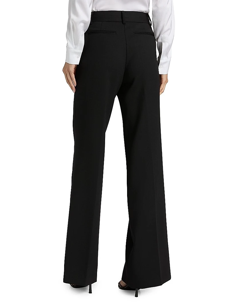 Stretch Wool-Blend Wide-Leg Pants