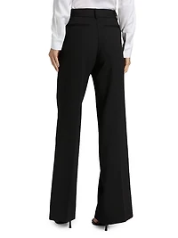 Stretch Wool-Blend Wide-Leg Pants