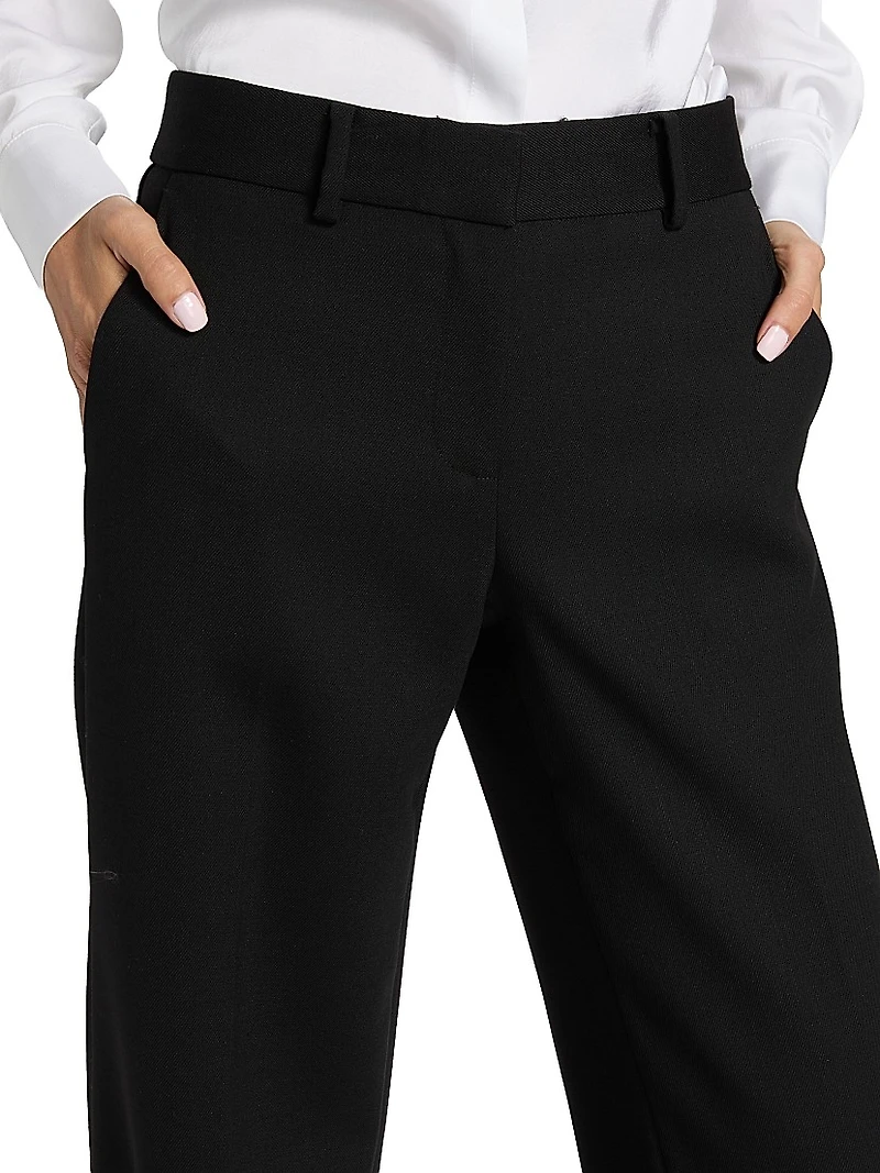 Stretch Wool-Blend Wide-Leg Pants