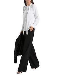 Stretch Wool-Blend Wide-Leg Pants