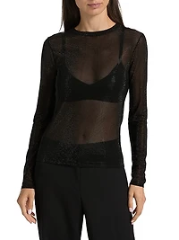 Gem Fitted Long Crewneck Top